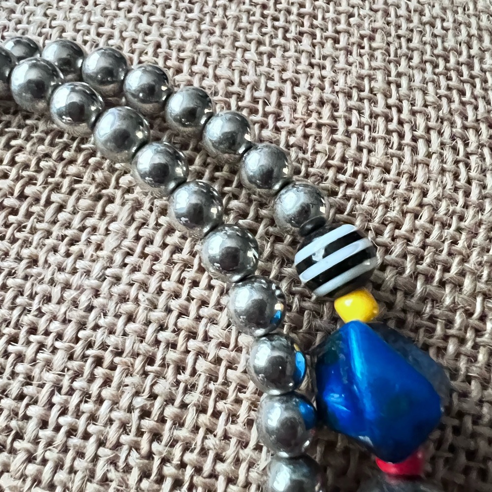 Memory Wire Boho Chocker Dangling Necklace Glass … - image 7